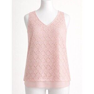 Banana Republic Lace Over-lay Tank Top - Size Small - Pink - EUC